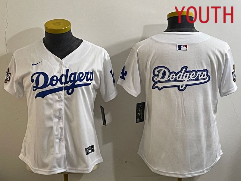 Youth Los Angeles Dodgers Blank White Game 2024 Nike MLB Jersey style 112114